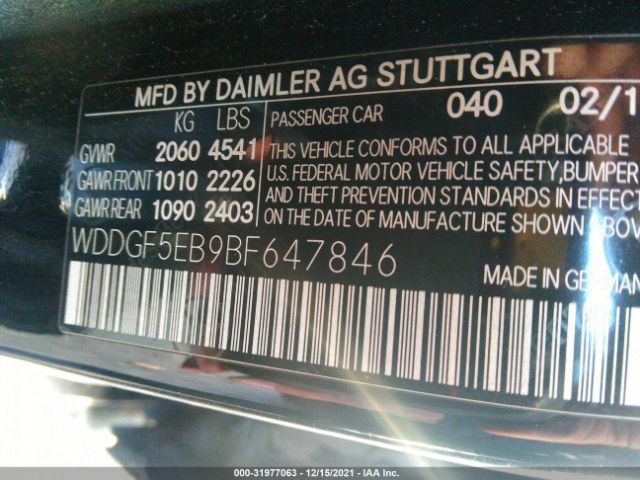 Photo 8 VIN: WDDGF5EB9BF647846 - MERCEDES-BENZ C-CLASS 