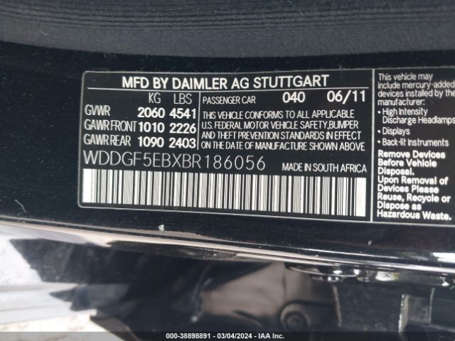 Photo 8 VIN: WDDGF5EBXBR186056 - MERCEDES-BENZ C 300 