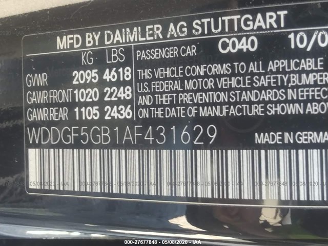 Photo 8 VIN: WDDGF5GB1AF431629 - MERCEDES-BENZ C-CLASS 