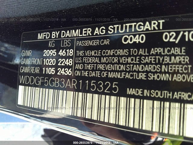 Photo 8 VIN: WDDGF5GB3AR115325 - MERCEDES-BENZ C-CLASS 