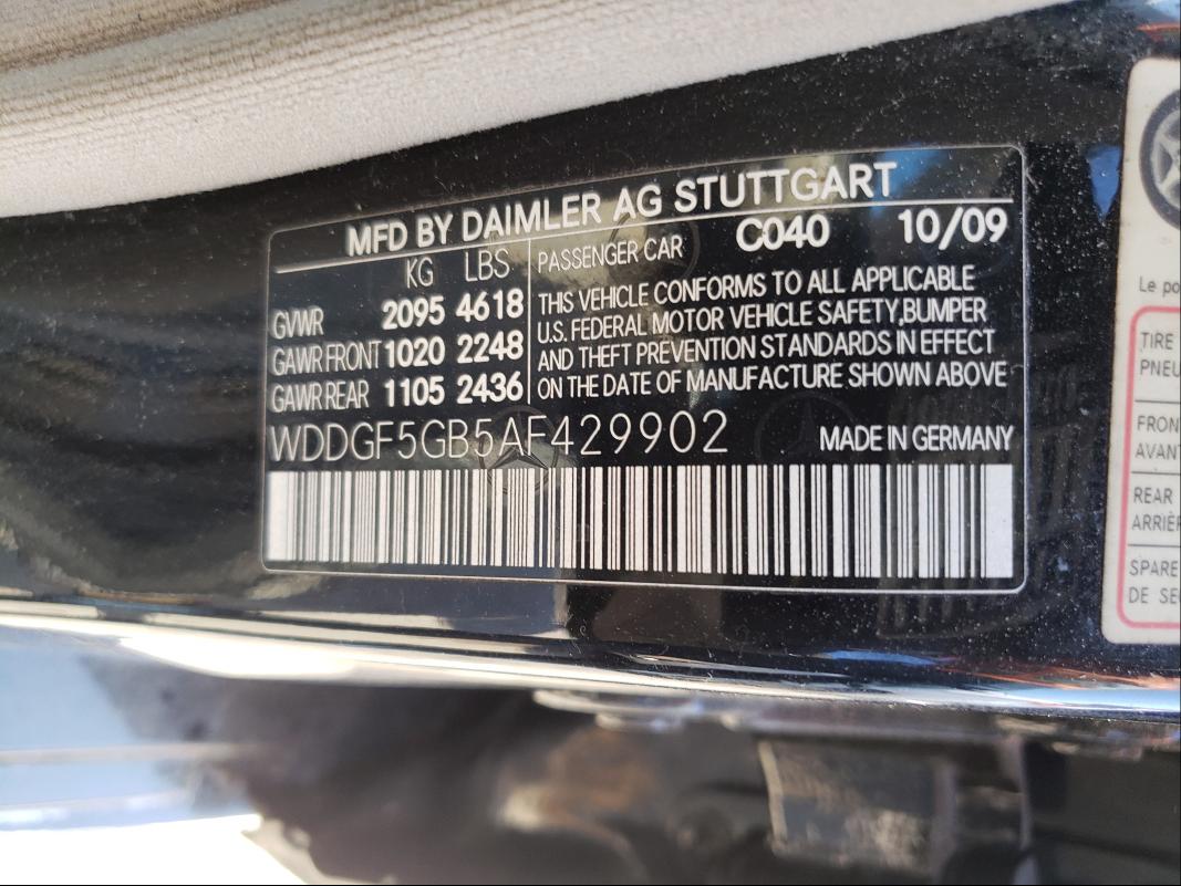 Photo 9 VIN: WDDGF5GB5AF429902 - MERCEDES-BENZ C 350 