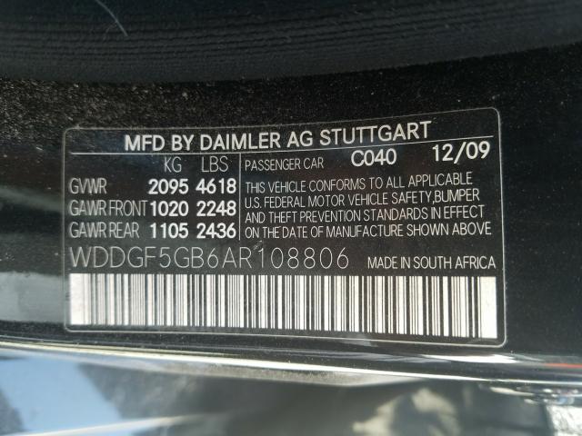 Photo 9 VIN: WDDGF5GB6AR108806 - MERCEDES-BENZ C 350 