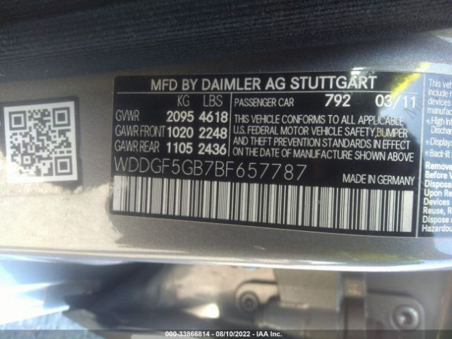 Photo 8 VIN: WDDGF5GB7BF657787 - MERCEDES-BENZ C-CLASS 