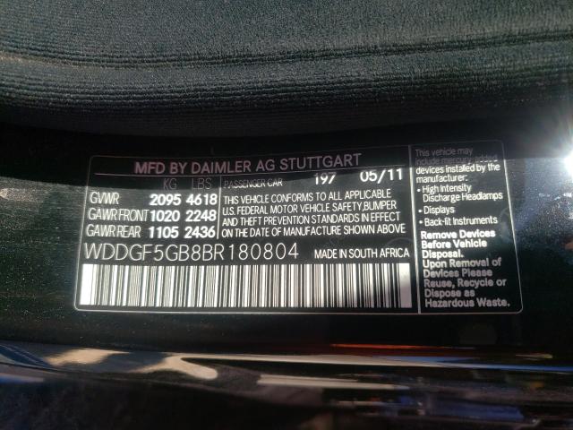 Photo 9 VIN: WDDGF5GB8BR180804 - MERCEDES-BENZ C 350 