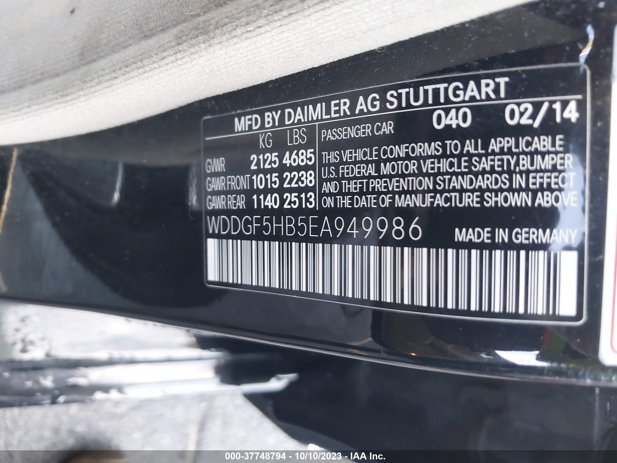 Photo 8 VIN: WDDGF5HB5EA949986 - MERCEDES-BENZ C-KLASSE 