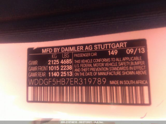 Photo 8 VIN: WDDGF5HB7ER319789 - MERCEDES-BENZ C-CLASS 