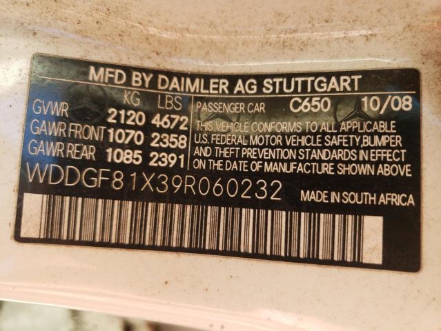 Photo 9 VIN: WDDGF81X39R060232 - MERCEDES-BENZ C 300 4MAT 