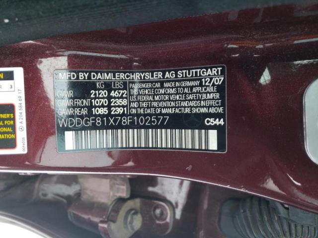 Photo 9 VIN: WDDGF81X78F102577 - MERCEDES-BENZ C 300 4MAT 