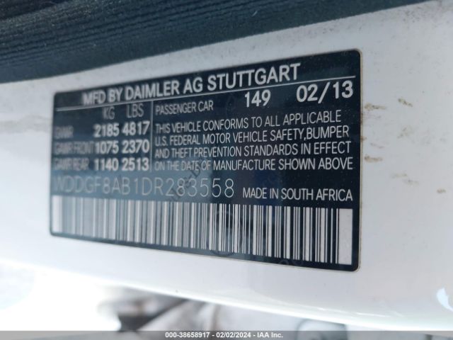 Photo 8 VIN: WDDGF8AB1DR283558 - MERCEDES-BENZ C 300 