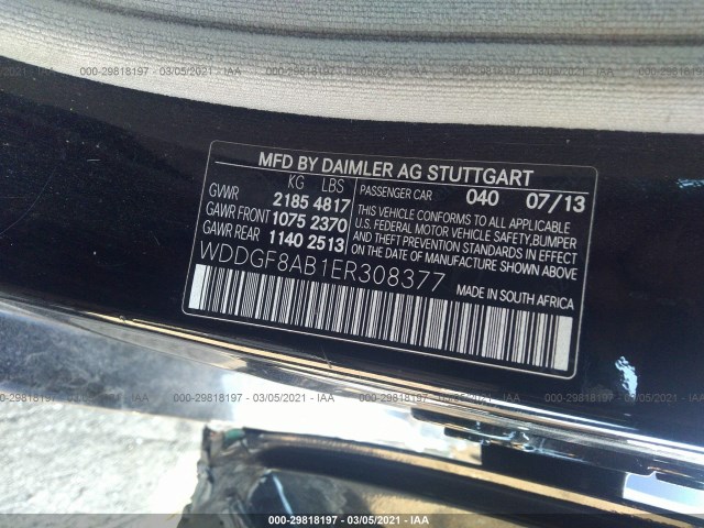 Photo 8 VIN: WDDGF8AB1ER308377 - MERCEDES-BENZ C-CLASS 