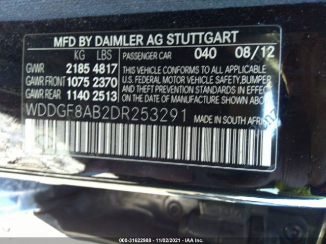 Photo 8 VIN: WDDGF8AB2DR253291 - MERCEDES-BENZ C-CLASS 