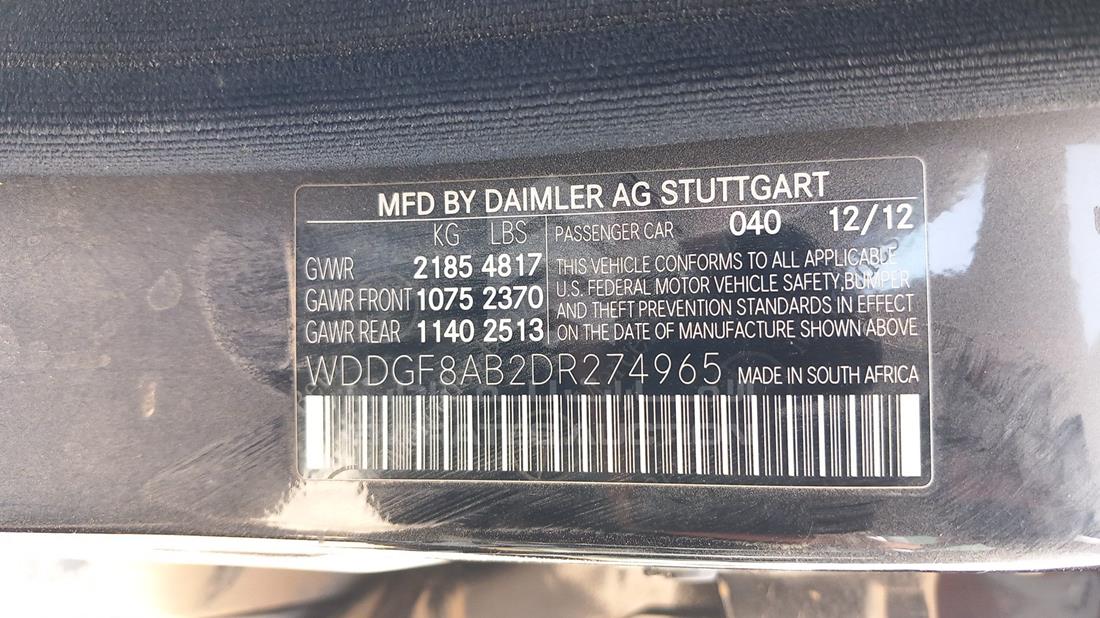 Photo 2 VIN: WDDGF8AB2DR274965 - MERCEDES C 