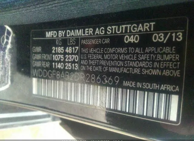 Photo 8 VIN: WDDGF8AB2DR286369 - MERCEDES-BENZ C-CLASS 