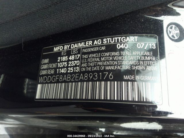 Photo 8 VIN: WDDGF8AB2EA893176 - MERCEDES-BENZ C-CLASS 