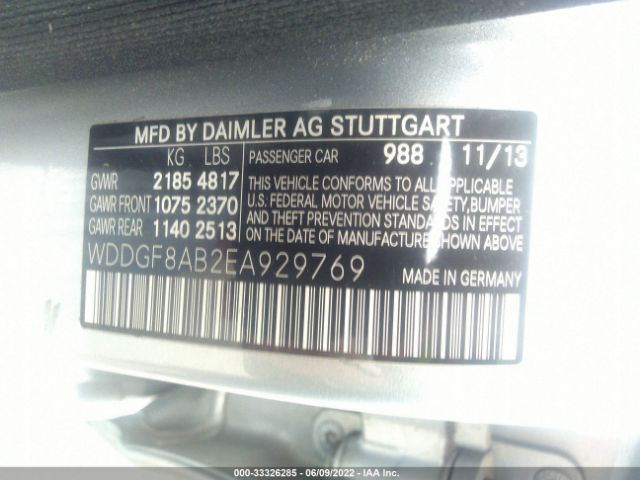 Photo 8 VIN: WDDGF8AB2EA929769 - MERCEDES-BENZ C-CLASS 