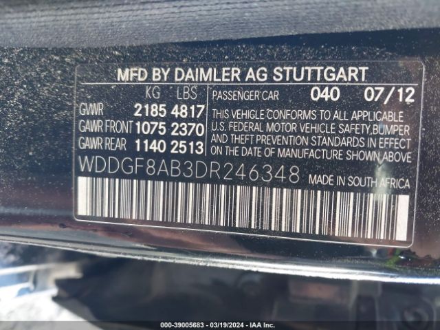 Photo 8 VIN: WDDGF8AB3DR246348 - MERCEDES-BENZ C 300 