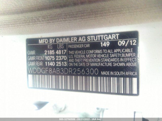 Photo 8 VIN: WDDGF8AB3DR256300 - MERCEDES-BENZ C-CLASS 