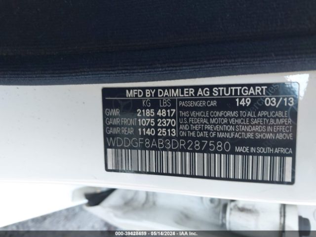 Photo 8 VIN: WDDGF8AB3DR287580 - MERCEDES-BENZ C 300 