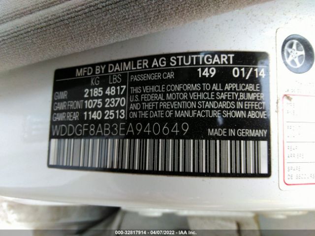 Photo 8 VIN: WDDGF8AB3EA940649 - MERCEDES-BENZ C-CLASS 