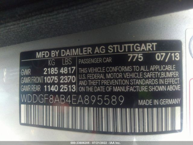 Photo 8 VIN: WDDGF8AB4EA895589 - MERCEDES-BENZ C-CLASS 