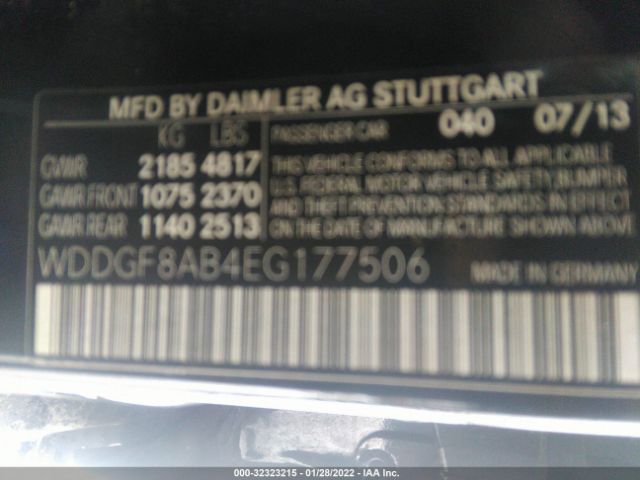 Photo 8 VIN: WDDGF8AB4EG177506 - MERCEDES-BENZ C-CLASS 