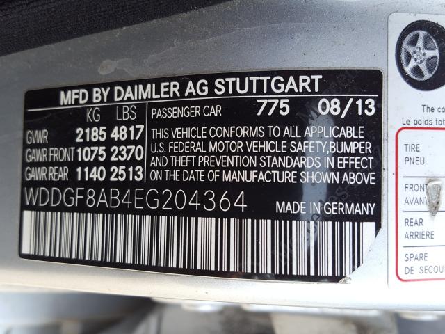 Photo 9 VIN: WDDGF8AB4EG204364 - MERCEDES-BENZ C 300 4MAT 