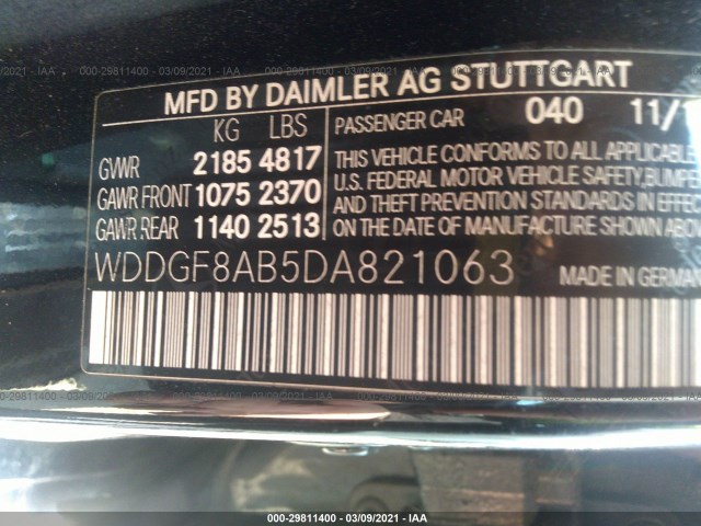 Photo 8 VIN: WDDGF8AB5DA821063 - MERCEDES-BENZ C-CLASS 