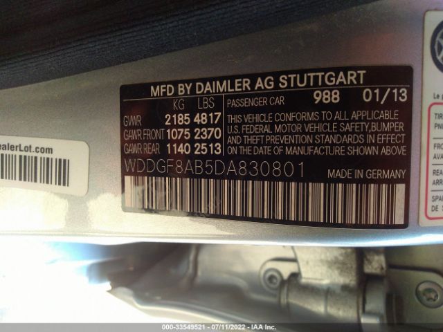 Photo 8 VIN: WDDGF8AB5DA830801 - MERCEDES-BENZ C-CLASS 