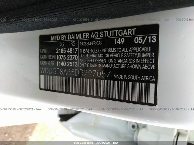 Photo 8 VIN: WDDGF8AB5DR297057 - MERCEDES-BENZ C-CLASS 