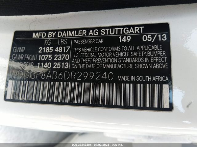 Photo 8 VIN: WDDGF8AB6DR299240 - MERCEDES-BENZ C 300 