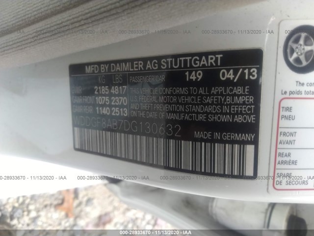 Photo 8 VIN: WDDGF8AB7DG130632 - MERCEDES-BENZ C-CLASS 