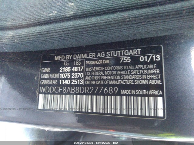 Photo 8 VIN: WDDGF8AB8DR277689 - MERCEDES-BENZ C-CLASS 