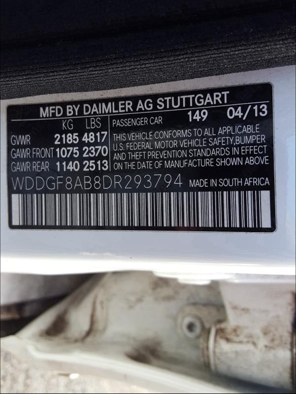 Photo 9 VIN: WDDGF8AB8DR293794 - MERCEDES-BENZ C 300 4MAT 