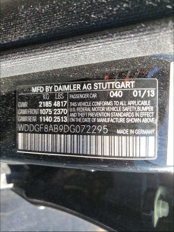 Photo 9 VIN: WDDGF8AB9DG072295 - MERCEDES-BENZ C 300 4MAT 