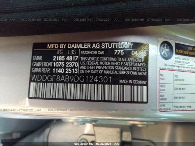 Photo 8 VIN: WDDGF8AB9DG124301 - MERCEDES-BENZ C-CLASS 