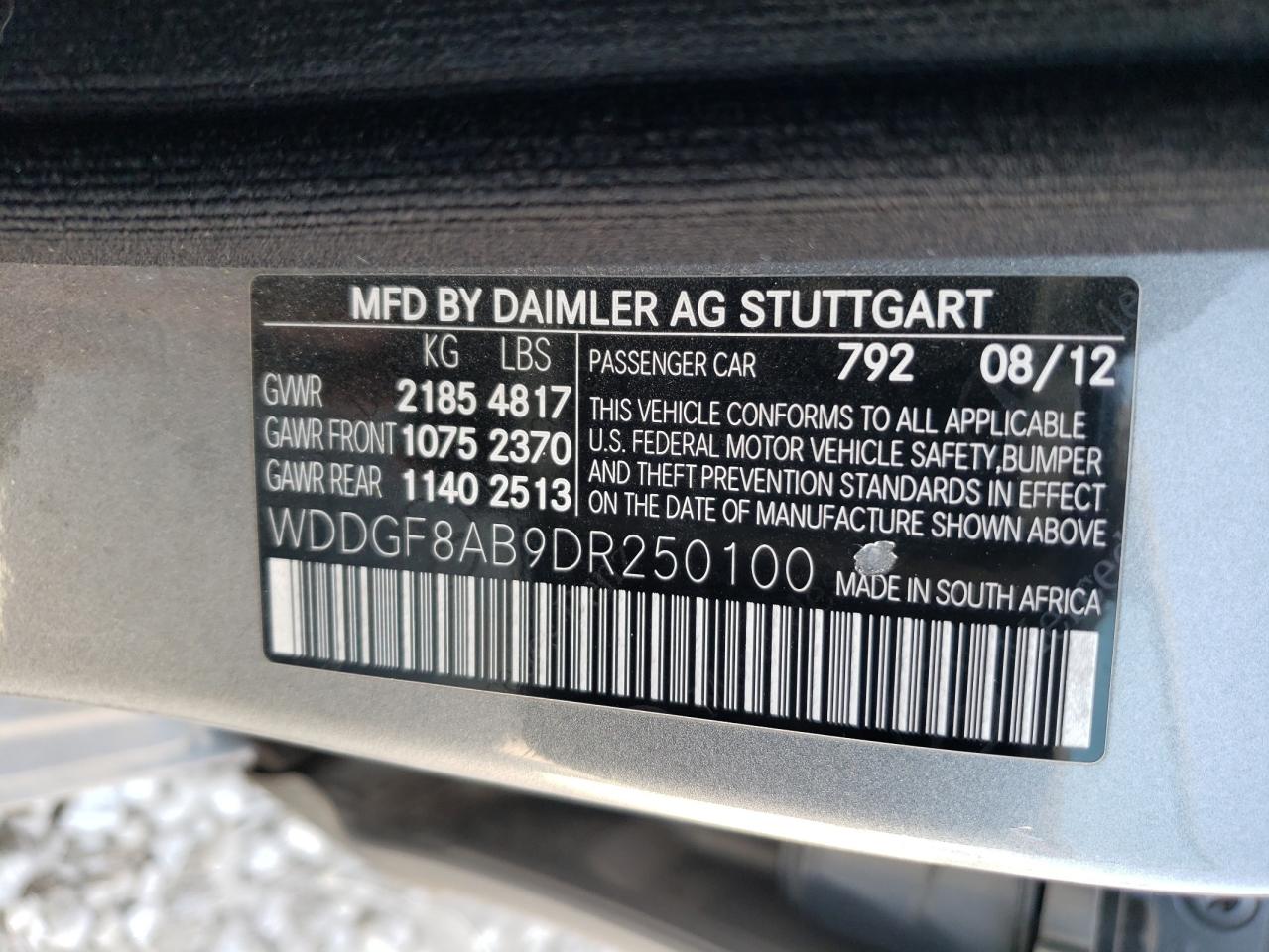 Photo 11 VIN: WDDGF8AB9DR250100 - MERCEDES-BENZ C-KLASSE 