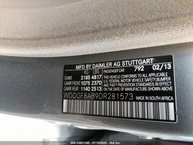 Photo 8 VIN: WDDGF8AB9DR281573 - MERCEDES-BENZ C-CLASS 