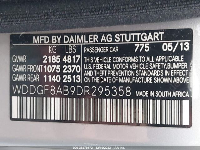 Photo 8 VIN: WDDGF8AB9DR295358 - MERCEDES-BENZ C-CLASS 