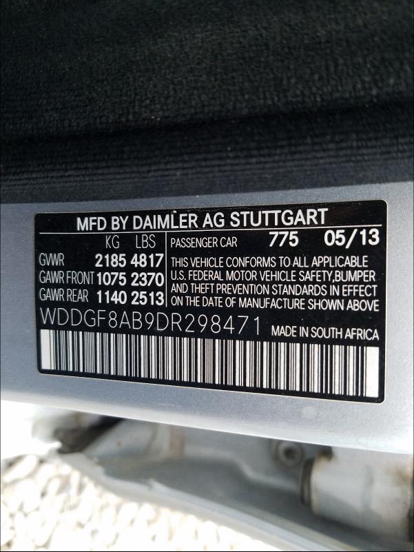 Photo 9 VIN: WDDGF8AB9DR298471 - MERCEDES-BENZ C 300 4MAT 