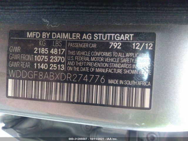 Photo 8 VIN: WDDGF8ABXDR274776 - MERCEDES-BENZ C-CLASS 