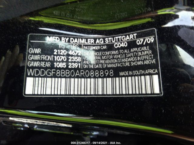 Photo 8 VIN: WDDGF8BB0AR088898 - MERCEDES-BENZ C-CLASS 