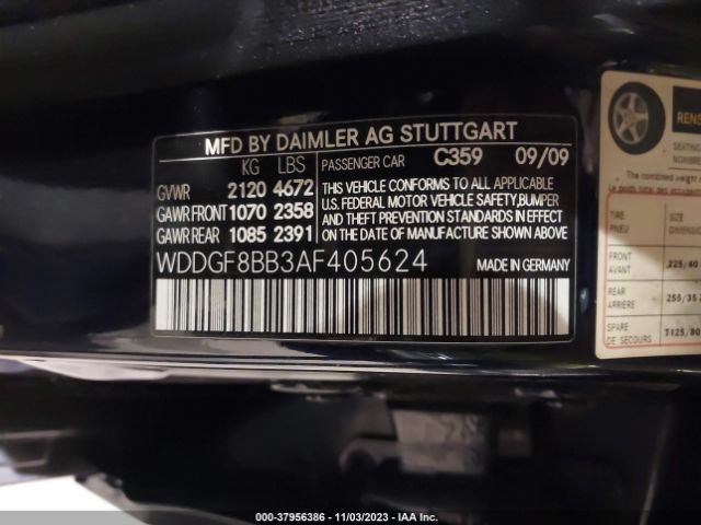 Photo 8 VIN: WDDGF8BB3AF405624 - MERCEDES-BENZ C-CLASS 