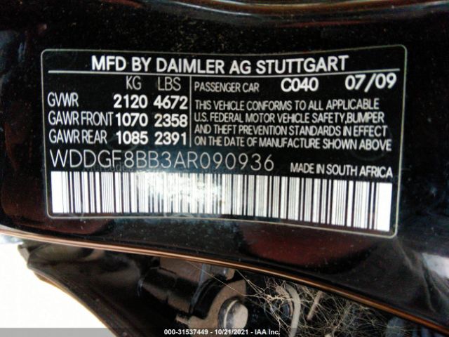 Photo 8 VIN: WDDGF8BB3AR090936 - MERCEDES-BENZ C-CLASS 