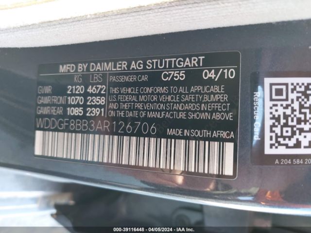 Photo 8 VIN: WDDGF8BB3AR126706 - MERCEDES-BENZ C 300 