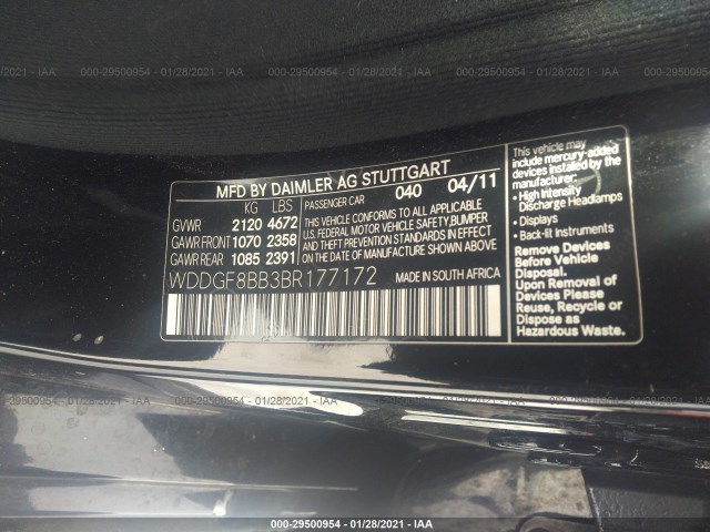 Photo 8 VIN: WDDGF8BB3BR177172 - MERCEDES-BENZ C-CLASS 