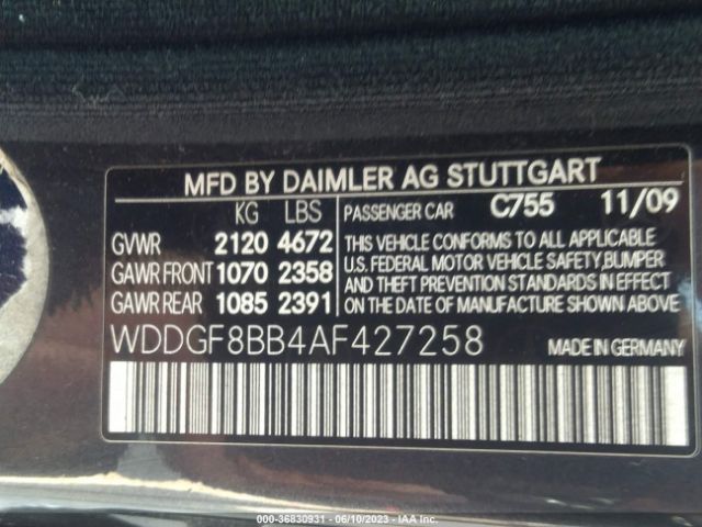 Photo 8 VIN: WDDGF8BB4AF427258 - MERCEDES-BENZ C 300 