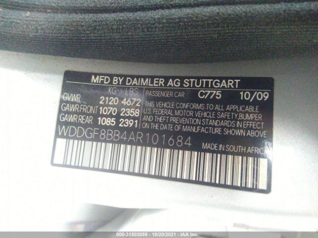 Photo 8 VIN: WDDGF8BB4AR101684 - MERCEDES-BENZ C-CLASS 