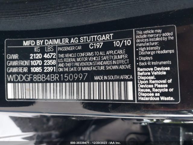 Photo 8 VIN: WDDGF8BB4BR150997 - MERCEDES-BENZ C 300 