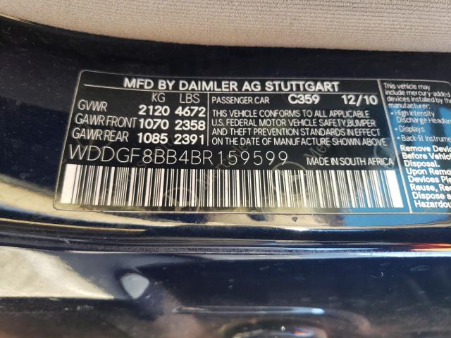 Photo 9 VIN: WDDGF8BB4BR159599 - MERCEDES-BENZ C-KLASSE 