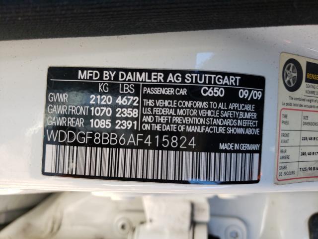 Photo 9 VIN: WDDGF8BB6AF415824 - MERCEDES-BENZ C 